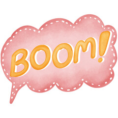 Cute speech bubble with message BOOM isolated on transparent background