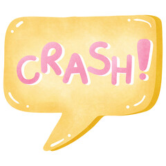 Cute speech bubble with message CRASH isolated on transparent background