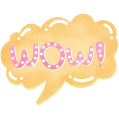 Cute speech bubble with message WOW isolated on transparent background