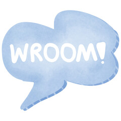 Cute speech bubble with message WROOM isolated on transparent background