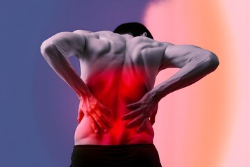 view of person back having pain in his back 