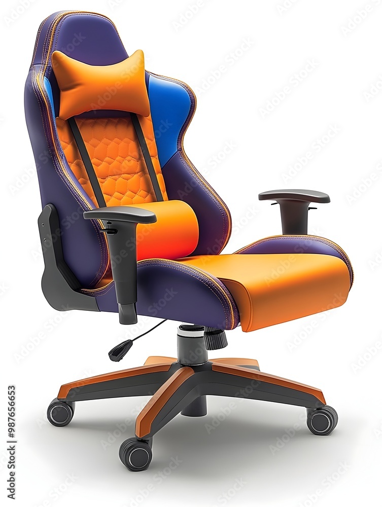 Poster vibrant and ergonomically engineered gaming chair with adjustable features and bold color accents is