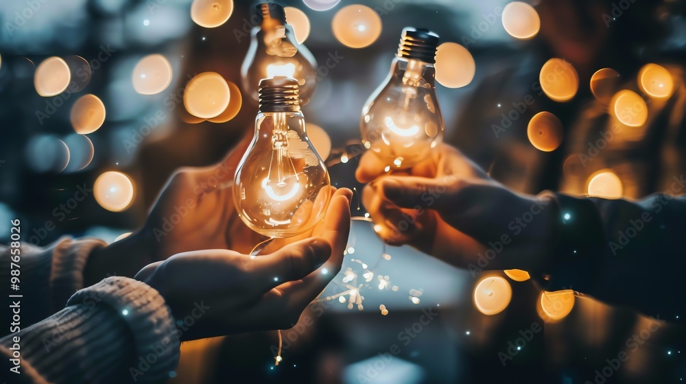 Aufkleber a group of diverse individuals collaborate on a digital project, their hands reaching towards a glow