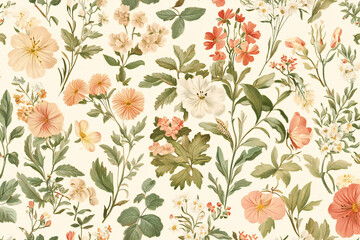 collection of vintage botanical illustrations with flowers and leaves
