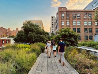 Cityscape at high line walkway park Manhattan, New York