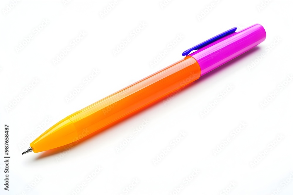 Poster vibrant fluorescent highlighter pen on white with precise ink flow and chisel tip