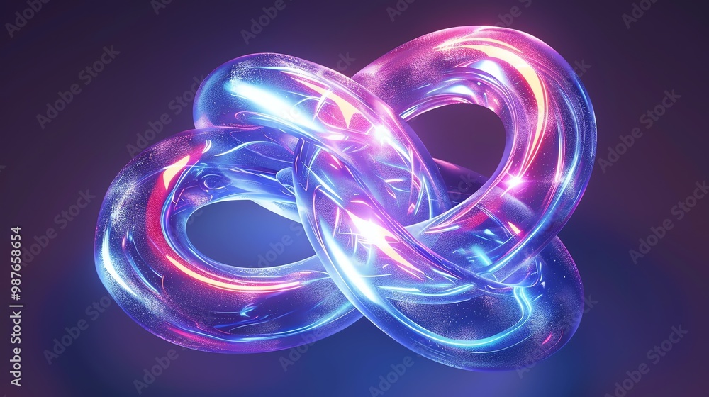 Poster a vibrant and abstract 3d rendering of a glowing, iridescent shape.