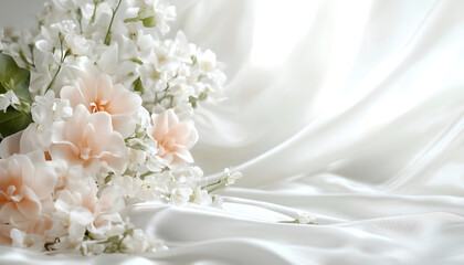 Elegant Floral Arrangement of Roses and flowers as decoration: Wedding Interior Background, Invitation Card Template, Celebration Wallpaper, with Space for Text for Weddings, Anniversaries, and Events