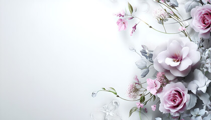 Elegant Floral Arrangement of Roses and flowers as decoration: Wedding Interior Background, Invitation Card Template, Celebration Wallpaper, with Space for Text for Weddings, Anniversaries, and Events