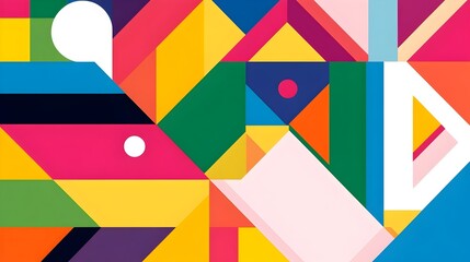 Vibrant Geometric Shapes in Pride Colors   Abstract Modern Digital Art Backdrop