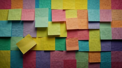 Fototapeta premium Colorful sticky notes arranged in a creative pattern on a textured background