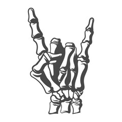 Skeleton hand Finger Rock sing black and white design