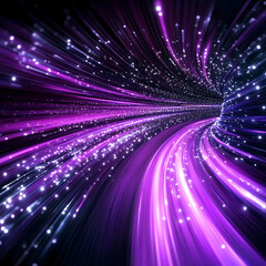 Fototapeta premium Purple tracks in the tunnel, generative ai