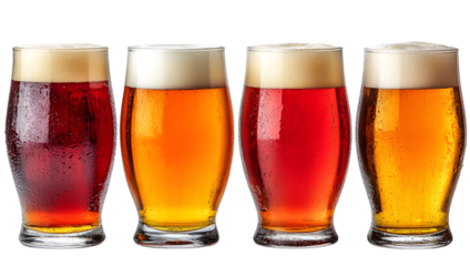 a row of glasses of beer.