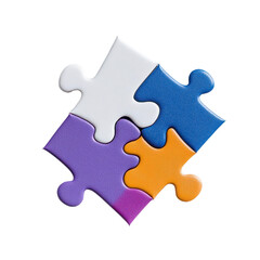 Obraz premium Colorful puzzle pieces on a white isolated background.