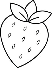 Strawberry with Leaf Thin Line Style Vector for Fun Coloring Pages
