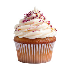 Delicious cupcake topped with creamy frosting and sprinkles.
