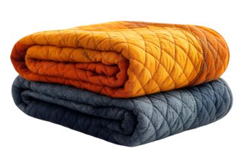 Stack of Cozy Blankets on a White Background