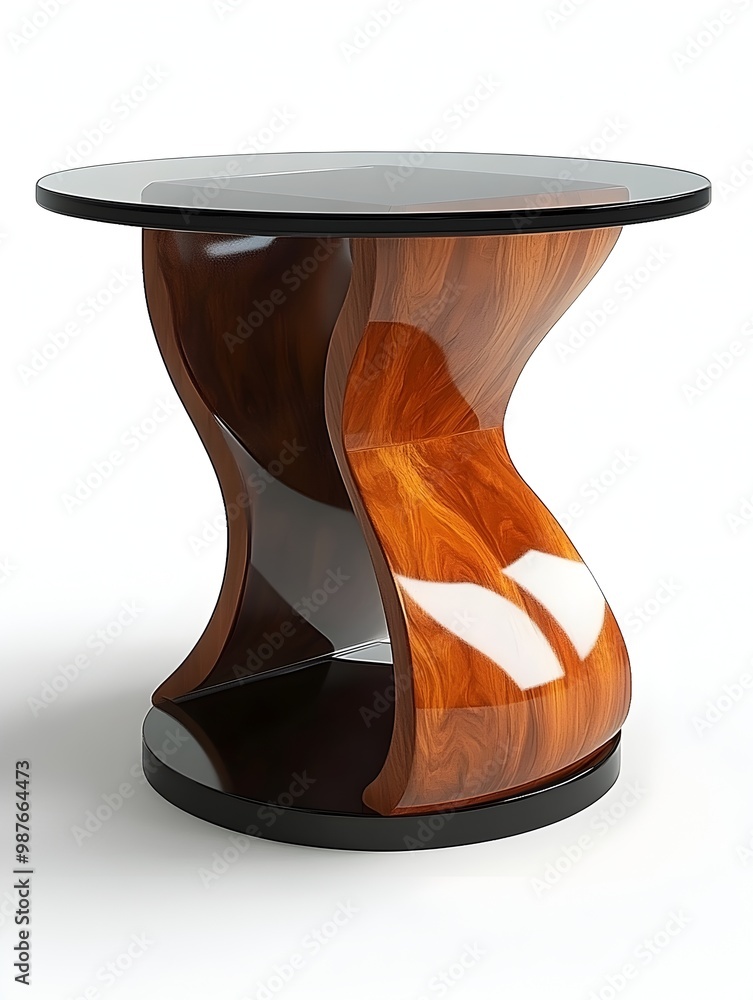 Aufkleber visually striking and contemporary 3d rendered image of a small round side table featuring a twisted