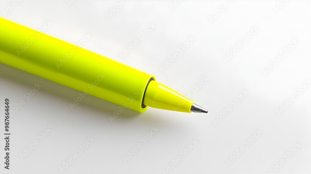 Poster vivid yellow highlighter marker on clean white backdrop precise chisel tip vibrant ink essential