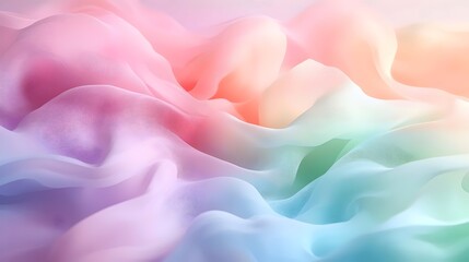 Obraz premium Abstract background of soft, flowing pastel fabric in pink, blue, and green hues.