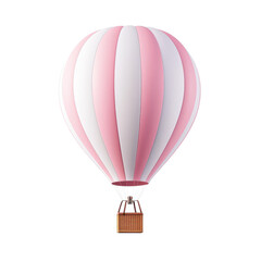 Naklejka premium Hot air balloon, pink and white, isolated on white background