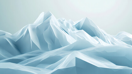 Snow peak abstract, white and icy blue geometric shapes, evoking winter mountain scenery. Frozen Tundra. Illustration