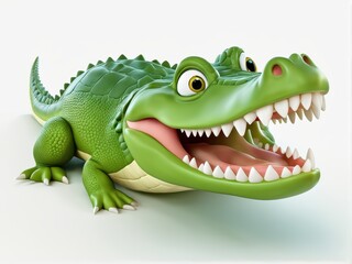 Obraz premium A cartoon crocodile with a wide grin and sharp teeth, designed for playful appeal.