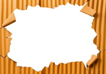 "Torn orange cardboard revealing a black void, concept of hidden truths or surprises. Mystery, reveal concept."

