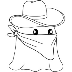 Cute cowboy ghost outline perfect for Halloween decor and fun costume designs with spooky western art