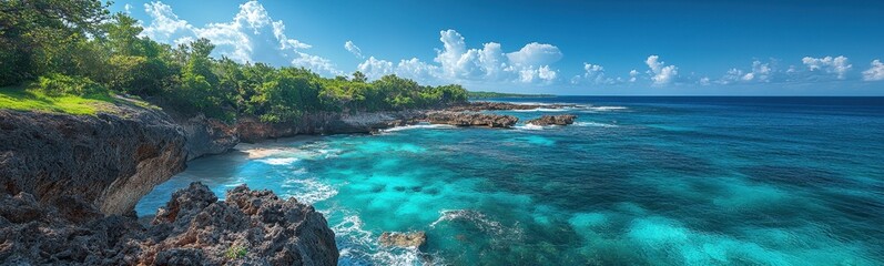 Fototapeta premium View of a rocky beach with clear water