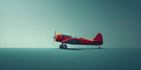 Vintage Airplane Soaring Through the Sky, Copy Space