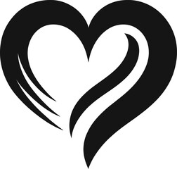 Cute decorative silhouette heart with white background