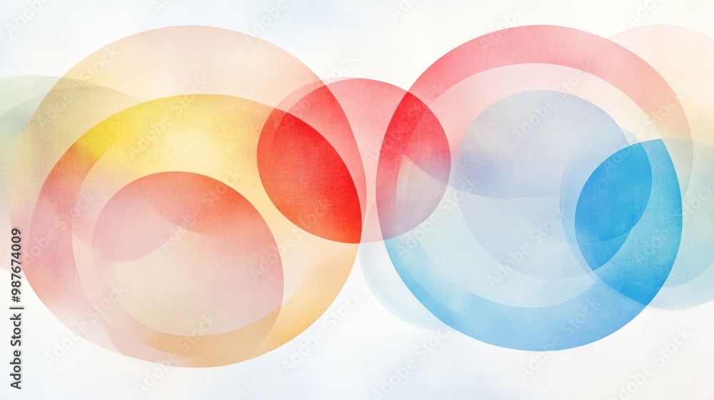 Poster a colorful abstract painting with two circles of different colors