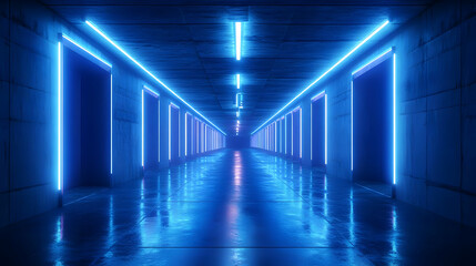 Futuristic Neon Corridor 3D Illustration