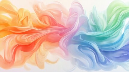 Obraz premium A colorful, abstract painting of a rainbow with a lot of swirls and curves