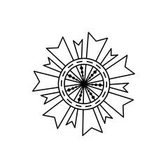 Doodle frame medal ribbon mandala or decoration illustration that can be use for background, sticker, scrapbook and etc. | Aesthetic with black color