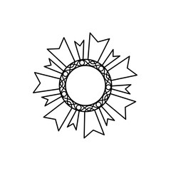 Doodle frame medal ribbon mandala or decoration illustration that can be use for background, sticker, scrapbook and etc. | Aesthetic with black color