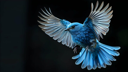 Obraz premium Blue Bird in Flight with Copy Space for Your Design
