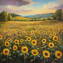Obraz premium nice sunflower field and wild 