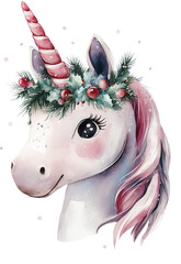 A cute unicorn. Character. An illustration in watercolor style.