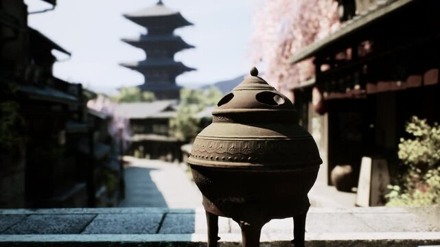 Japan cityscape in tample historic district