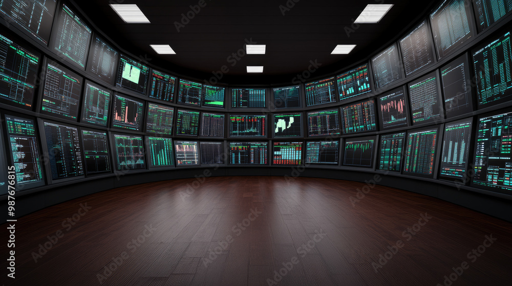Poster explore a modern control room featuring advanced screens and data analytics, serving as a central hu
