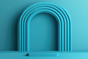 Explore a serene blue room featuring intricate geometric designs, perfect for showcasing modern architecture and interior concepts.