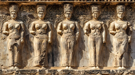 The detailed carvings on the ancient city of persepolis in iran. Persian Empire. Illustration