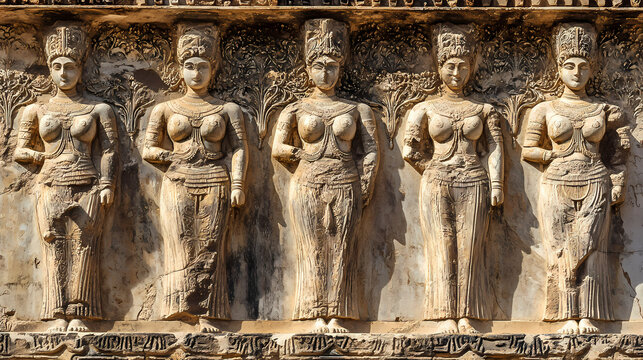 The detailed carvings on the ancient city of persepolis in iran. Persian Empire. Illustration