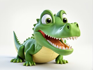 Fototapeta premium A cheerful cartoon crocodile with big eyes and a wide smile, designed for children's entertainment.