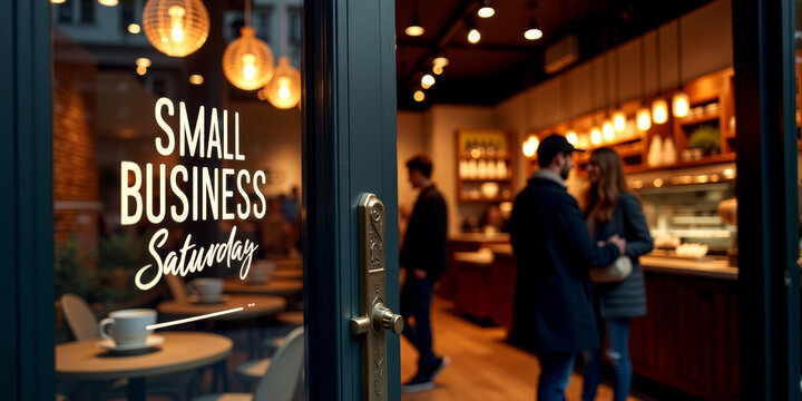Cozy cafe vibes on small business saturday with warm lighting and community connections