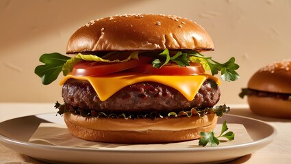 Delicious Gourmet Burger with Fresh Ingredients