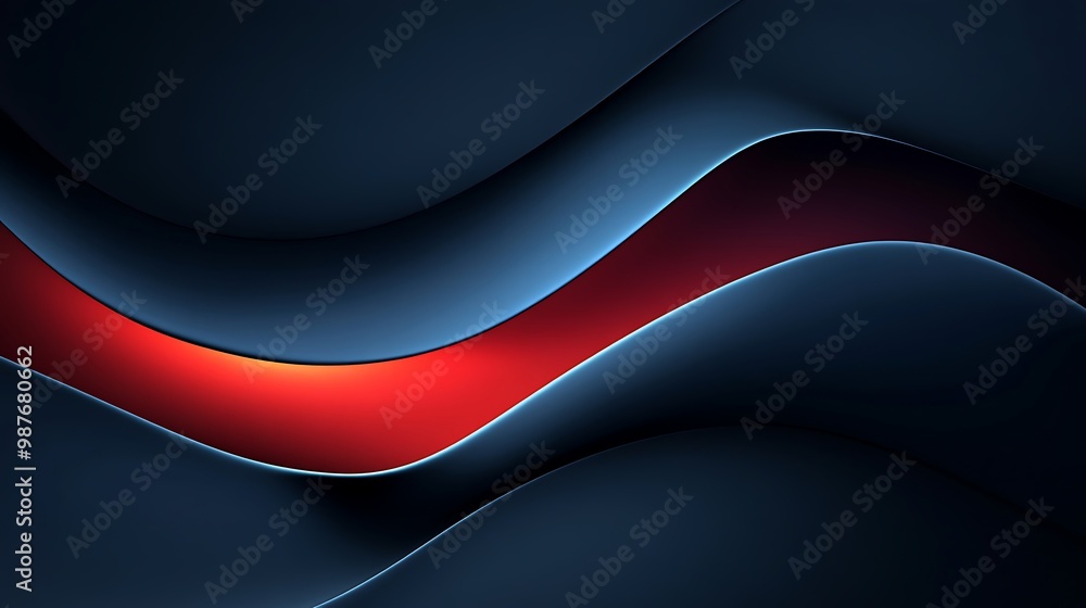 Poster abstract red and blue wavy lines with 3d effect